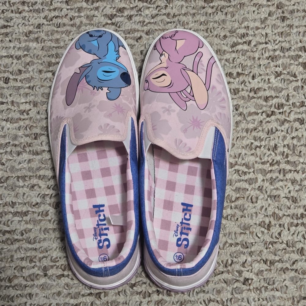 Disney Stitch & Angel Slip-On Sneakers – Women’s Size 9.5 (Great Condition)